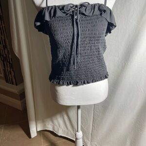 American Eagle Outfitters Charcoal Smocked Blouse
